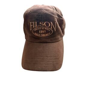 Filson Vintage Wool Hat Dark Brown Adjustable Leather Strap USA Made